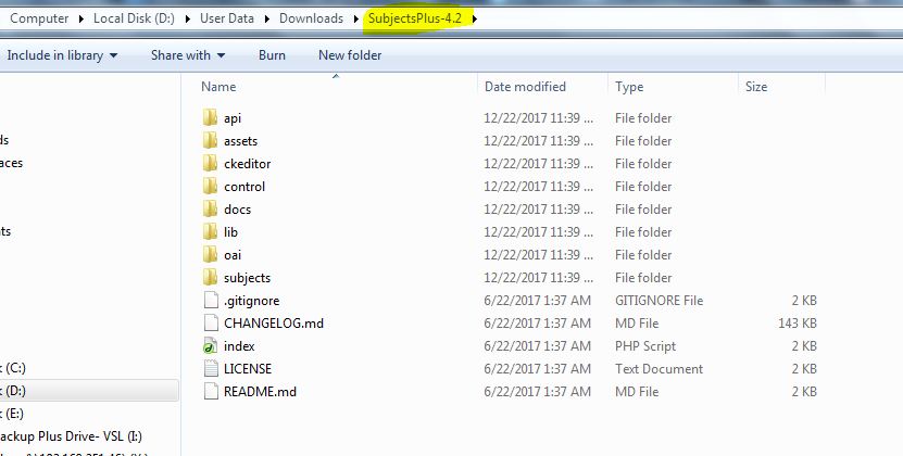 SubjectPlus Download folder