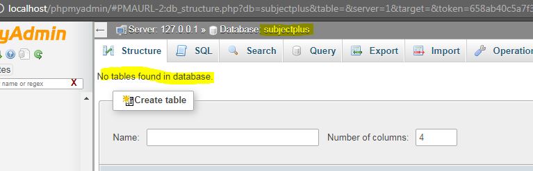 Database empty table