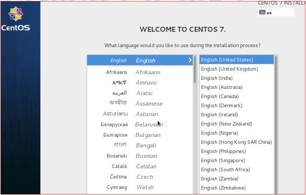 Step 2 - Select Language CentOs7