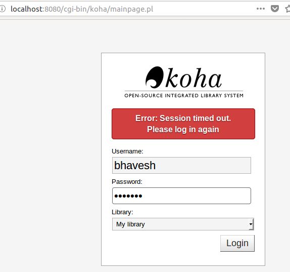 Step 16 Koha Staff Login