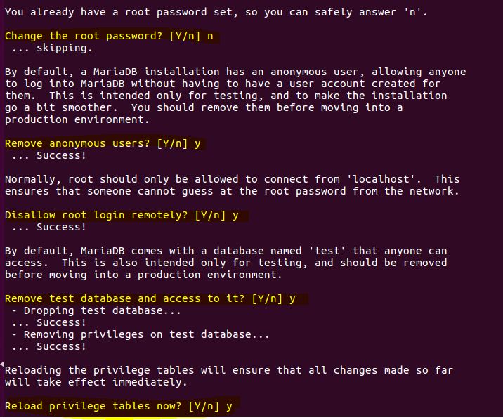 Step 9 Mysql Secure Installation Part 2