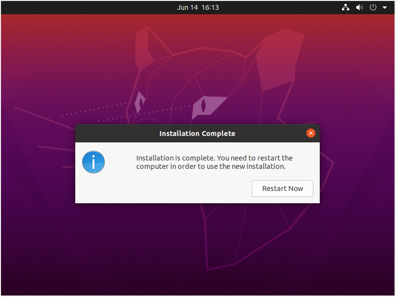 Виртуальная ubuntu. Install complete. Installer completes. Всплывающее окно обновление restart Now. Убунту 20.10 как отключить режим полета.